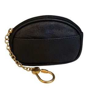 Fendi Black Key, card and coin Holder with Gold Chain